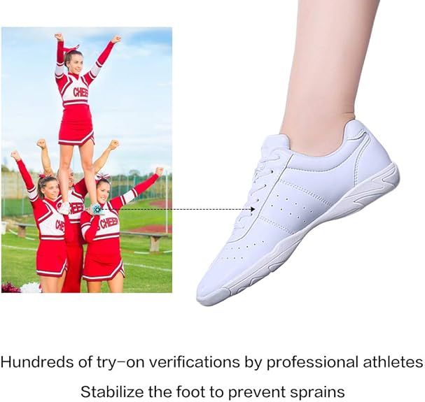 Cheer Shoes for Youth Girls White Cheerleading Athletic Dance Shoes Tennis Sneakers