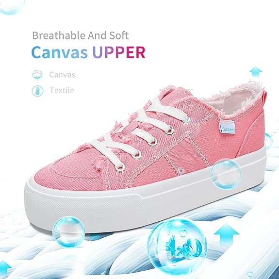Women Platform Canvas Sneakers White Comfort Play Fashion Sneakers