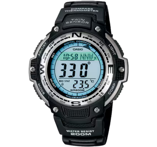 Casio SGW100 Series | Digital Watch & Compass | 200M WR | 100 SEC Stopwatch | Twin Sensor for Direction & Temperature