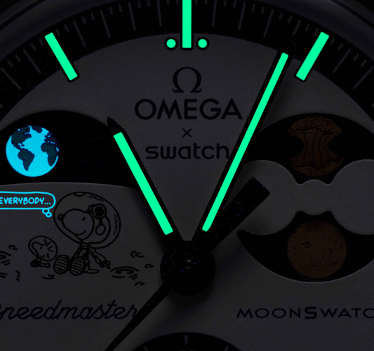 Swatch x Omega Bioceramic Moonswatch Mission To Earthphase Moonshine Snoopy Gold