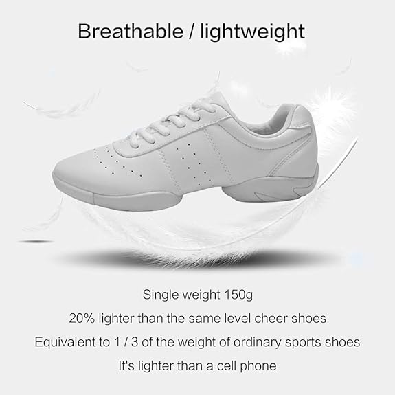 Cheer Shoes for Youth Girls White Cheerleading Athletic Dance Shoes Tennis Sneakers