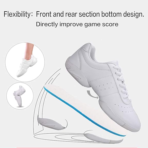 Cheer Shoes for Youth Girls White Cheerleading Athletic Dance Shoes Tennis Sneakers