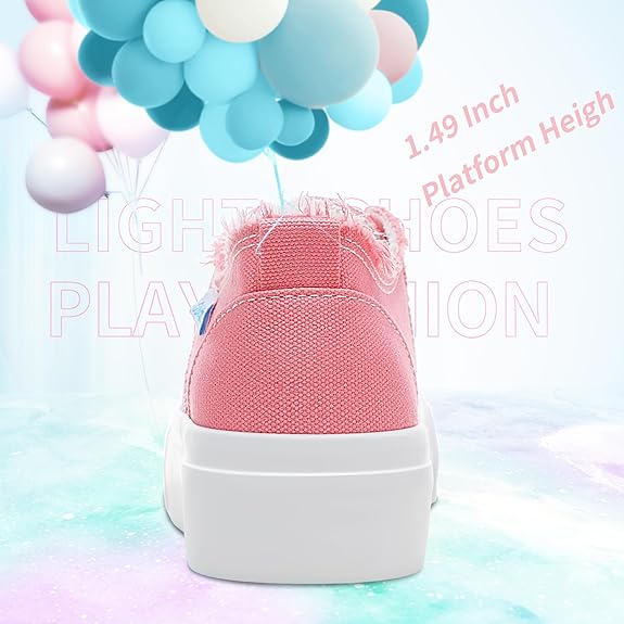 Women Platform Canvas Sneakers White Comfort Play Fashion Sneakers