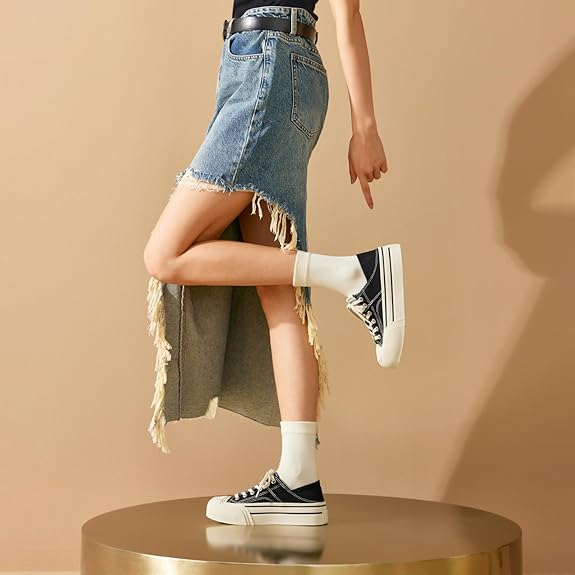 Platform Sneakers for Women, Low Top Canvas Sneakers