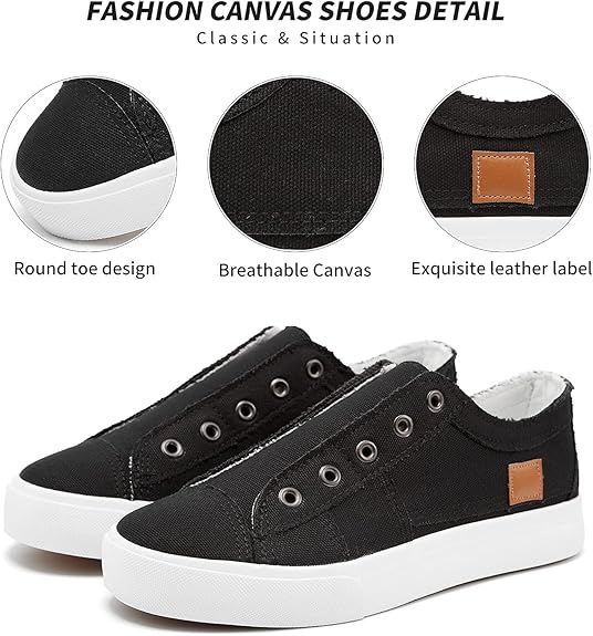 Women's Slip on Shoes Non Slip Fashion Canvas Sneakers