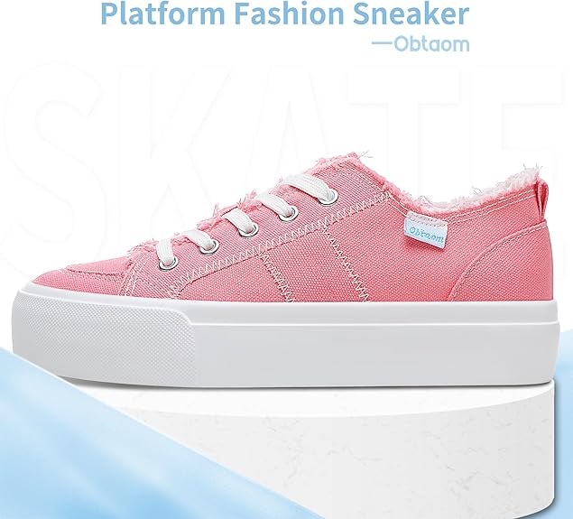 Women Platform Canvas Sneakers White Comfort Play Fashion Sneakers