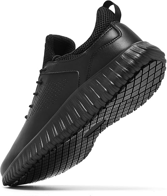 Men's Non Slip Work Shoes Lace Up Slip Resistant Sneakers Waterproof