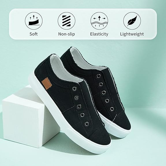 Women's Slip on Shoes Non Slip Fashion Canvas Sneakers