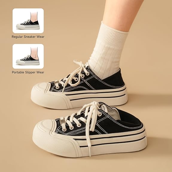 Platform Sneakers for Women, Low Top Canvas Sneakers