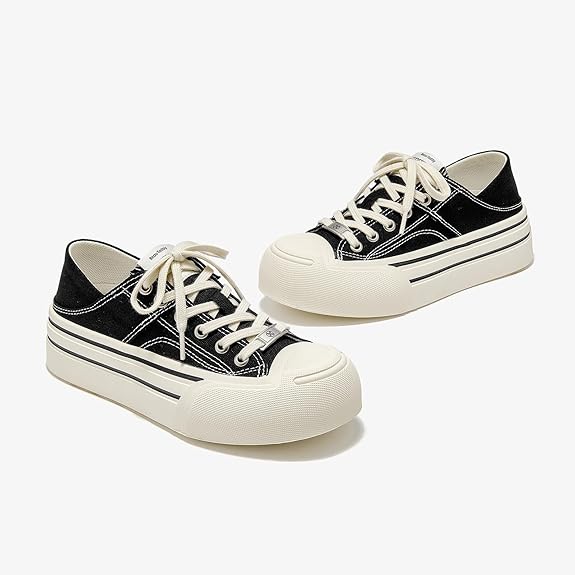 Platform Sneakers for Women, Low Top Canvas Sneakers