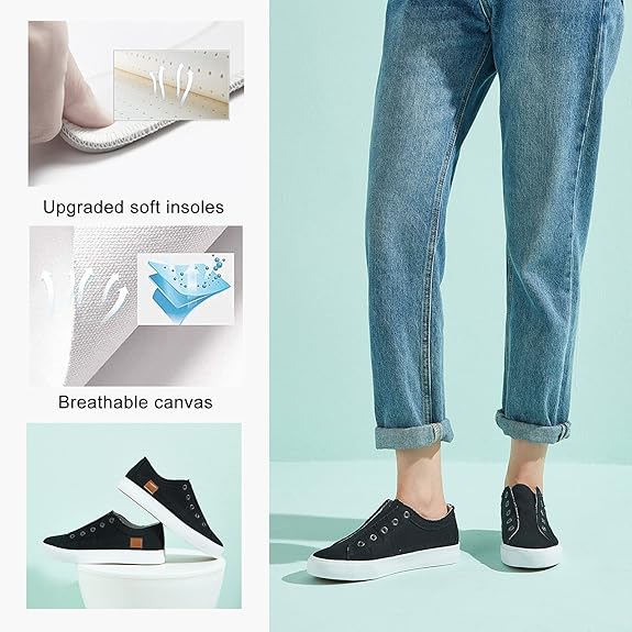 Women's Slip on Shoes Non Slip Fashion Canvas Sneakers