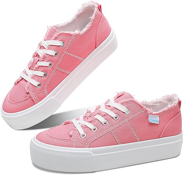Women Platform Canvas Sneakers White Comfort Play Fashion Sneakers