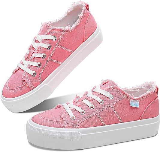 Women Platform Canvas Sneakers White Comfort Play Fashion Sneakers