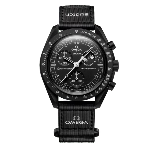 Swatch x Omega Bioceramic Moonswatch Mission To Moonphase Snoopy Black