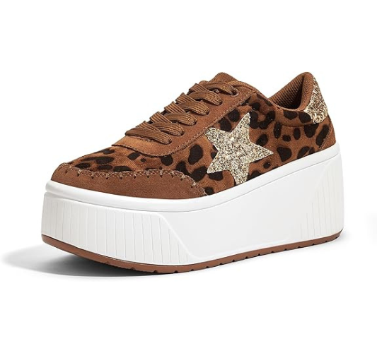 Women's Platform Chunky Sneakers Fashion Star Glitter