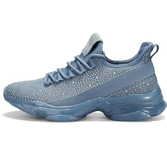 Women's Rhinestone Mesh Slip On Walking Shoes